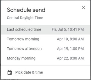 Schedule Send Times